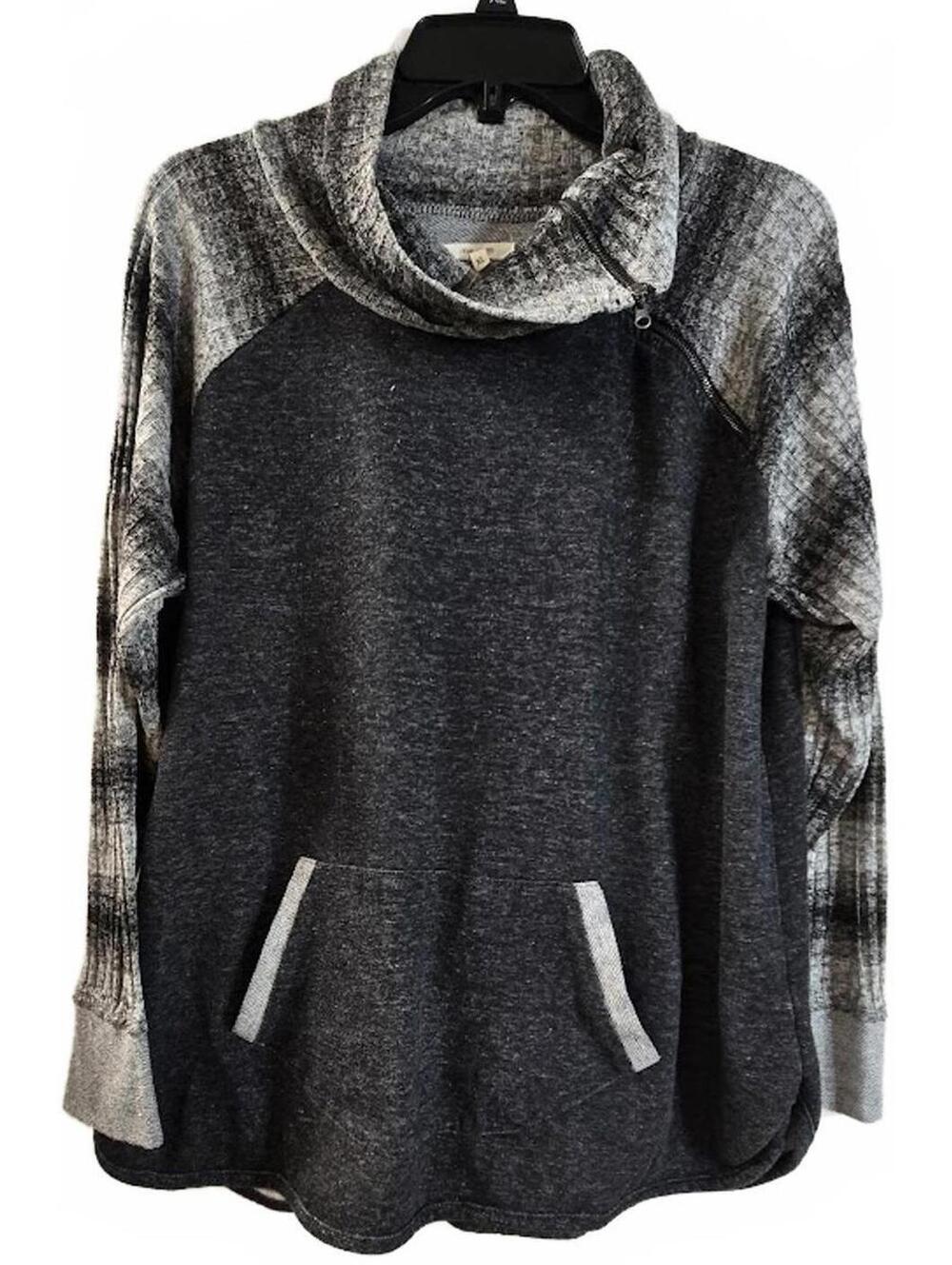 Maurices Gray and Plaid Cowl Neck Sweater Size XL